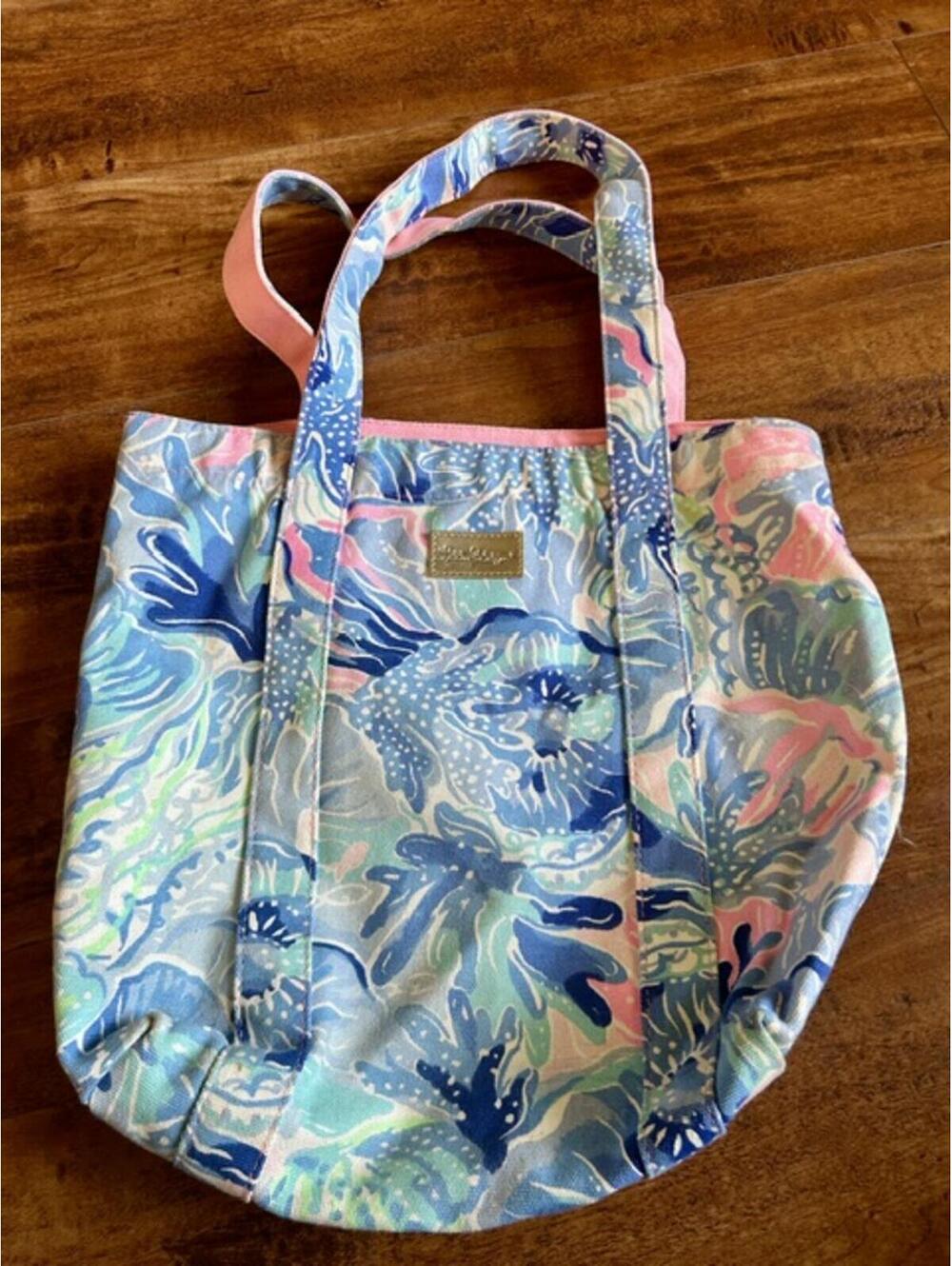 Lilly Pulitzer Canvas Tote Bag with Colorful Floral Print